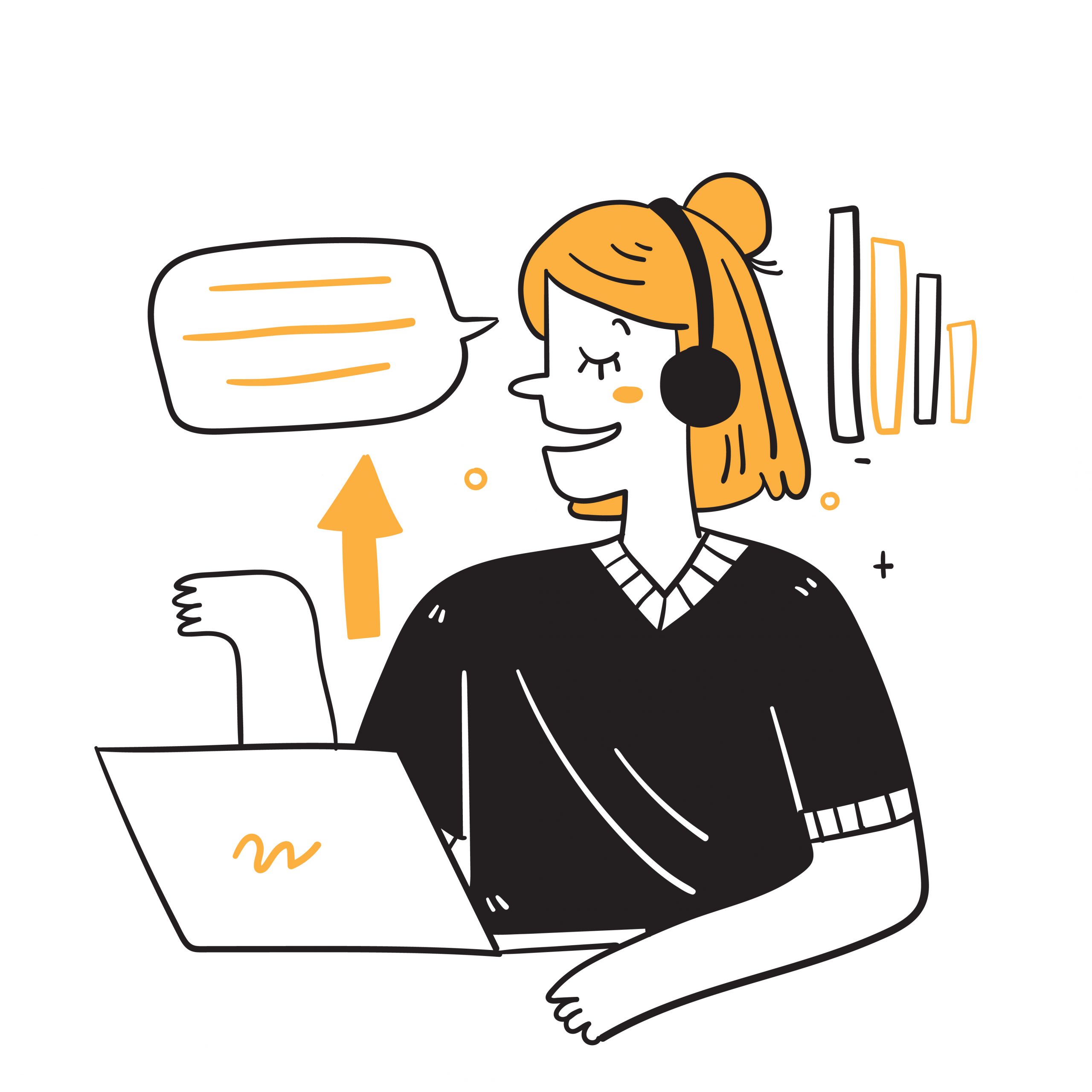 customer-service-talking-with-headphone-doodle-illustration